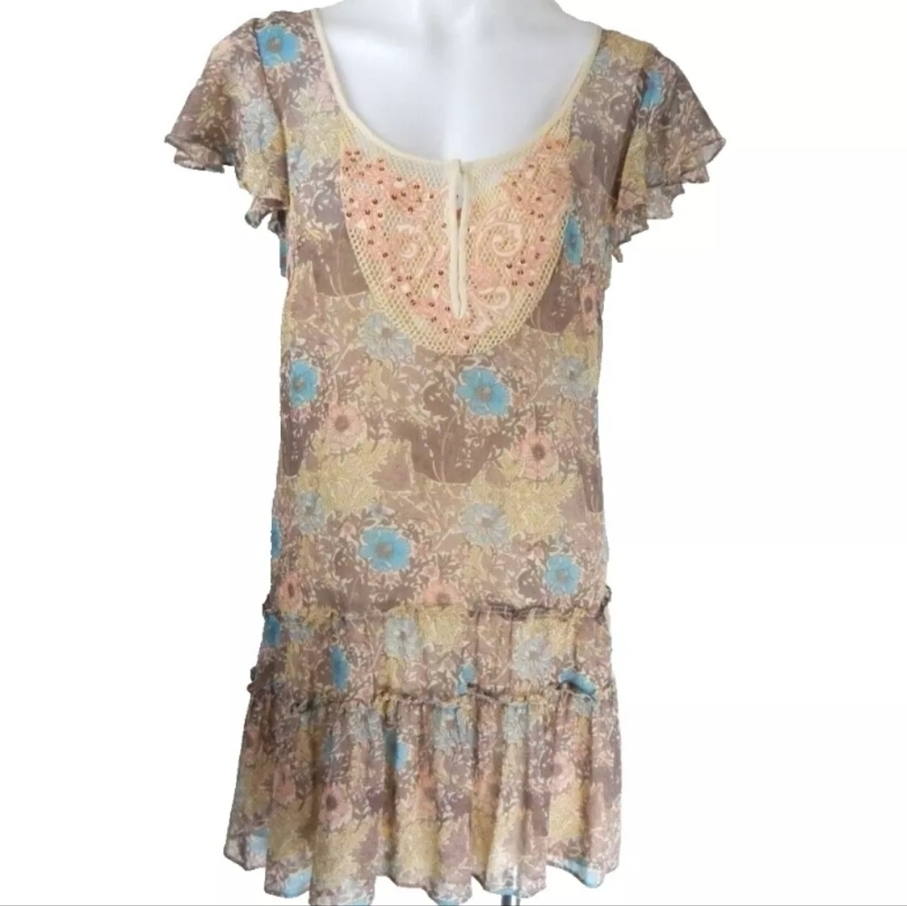 Free People Vintage Y2K Floral‎ Drop Waist Dress